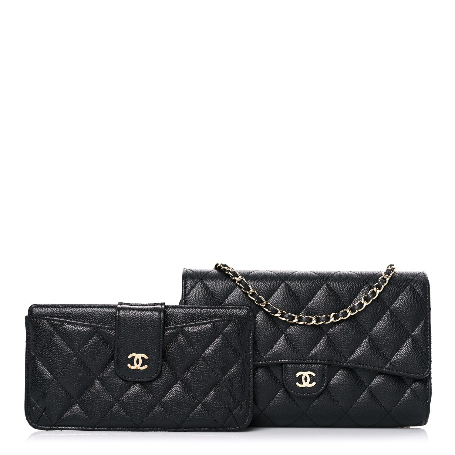 Chanel Caviar Quilted Phone Holder Wallet on Removable Chain Black 1 of 12