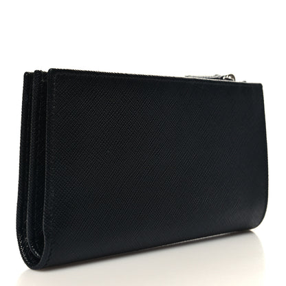 Prada Saffiano Metal Large Zip Wallet Black 3 of 9
