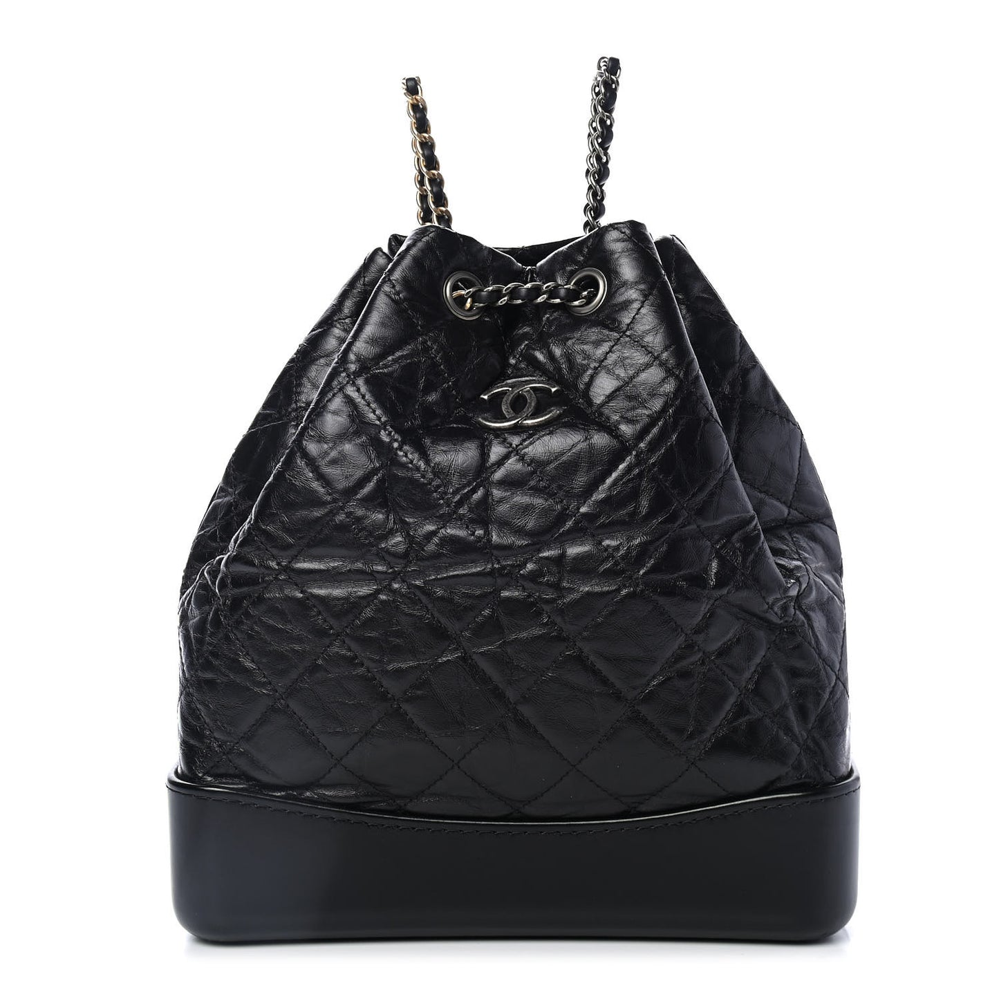 Aged Calfskin Quilted Gabrielle Backpack Black