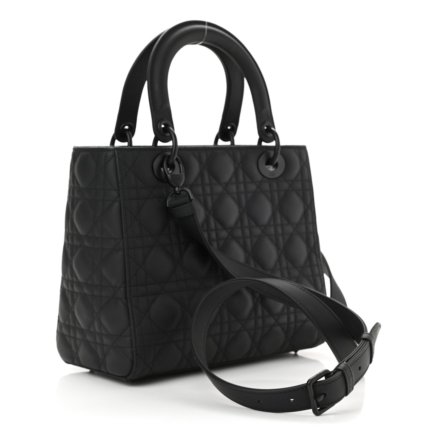 Ultra Matte Calfskin Cannage Medium Lady Dior Black