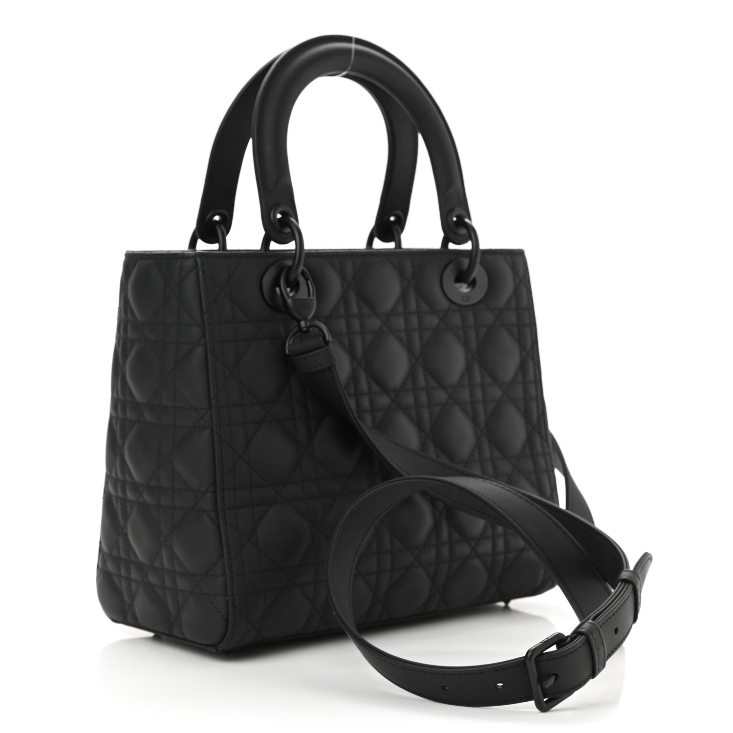 Christian Dior Ultra Matte Calfskin Cannage Medium Lady Dior Black 3 of 10