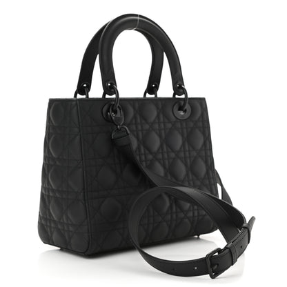 Christian Dior Ultra Matte Calfskin Cannage Medium Lady Dior Black 3 of 10