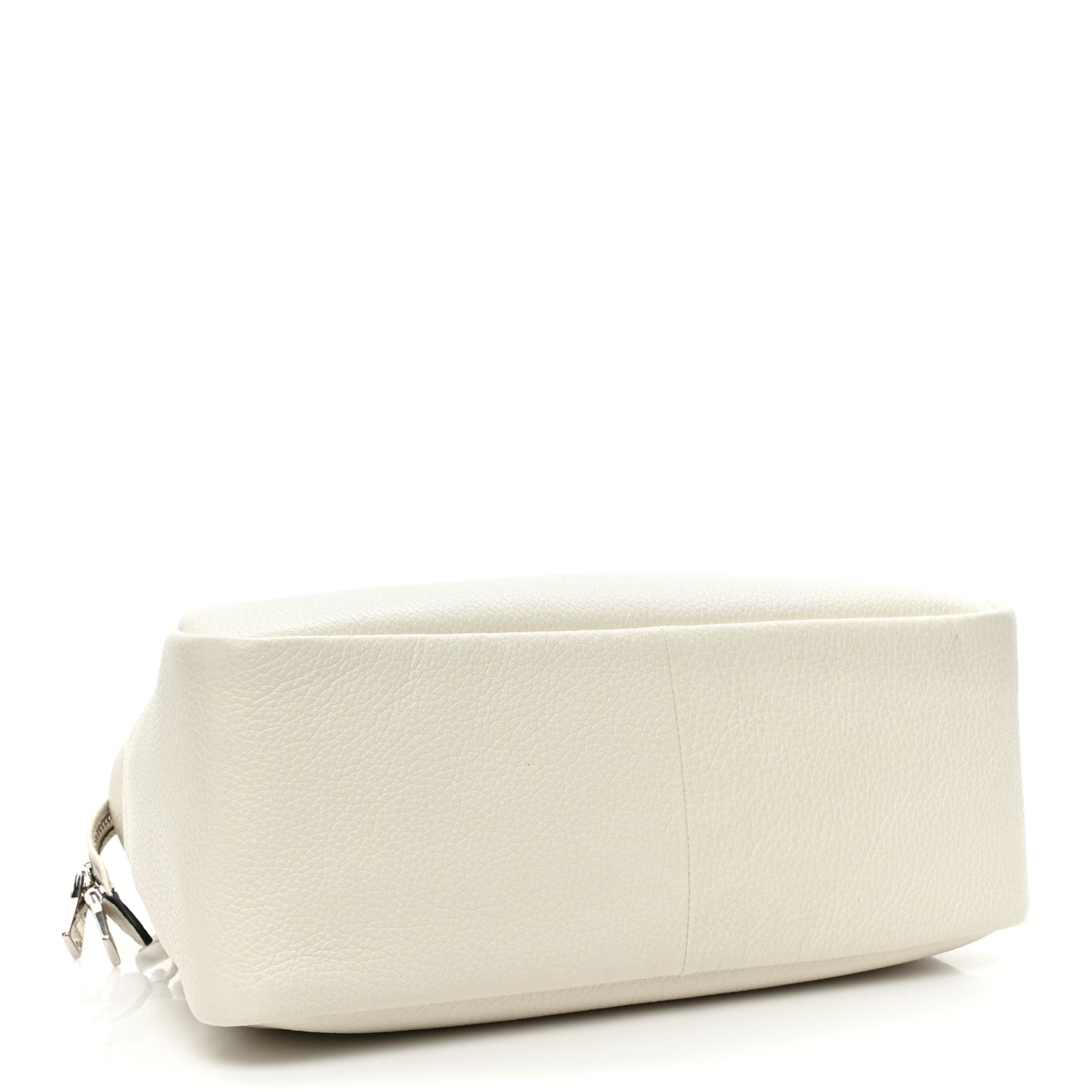 Vitello Daino Soft Medium Zippered Top Handle Bag White