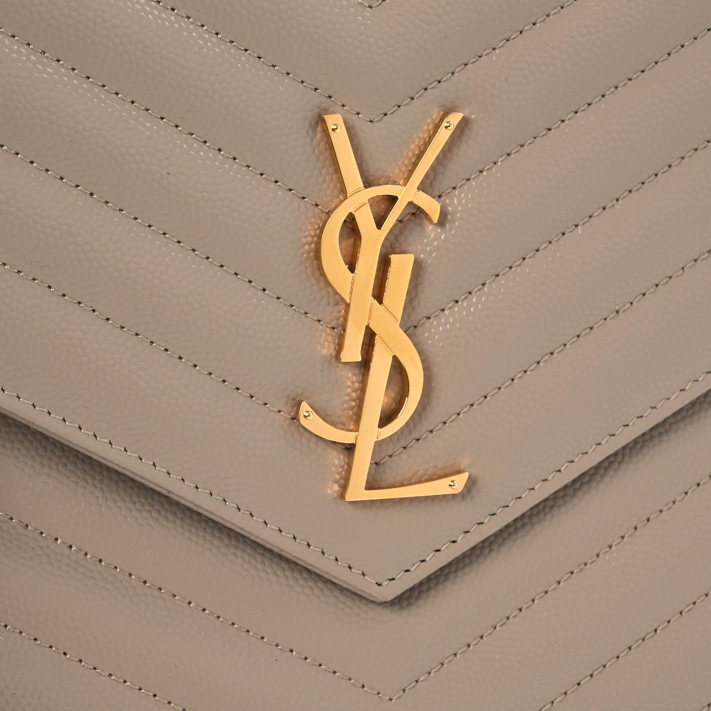Grain De Poudre Matelasse Chevron Monogram Envelope Clutch Dark Beige