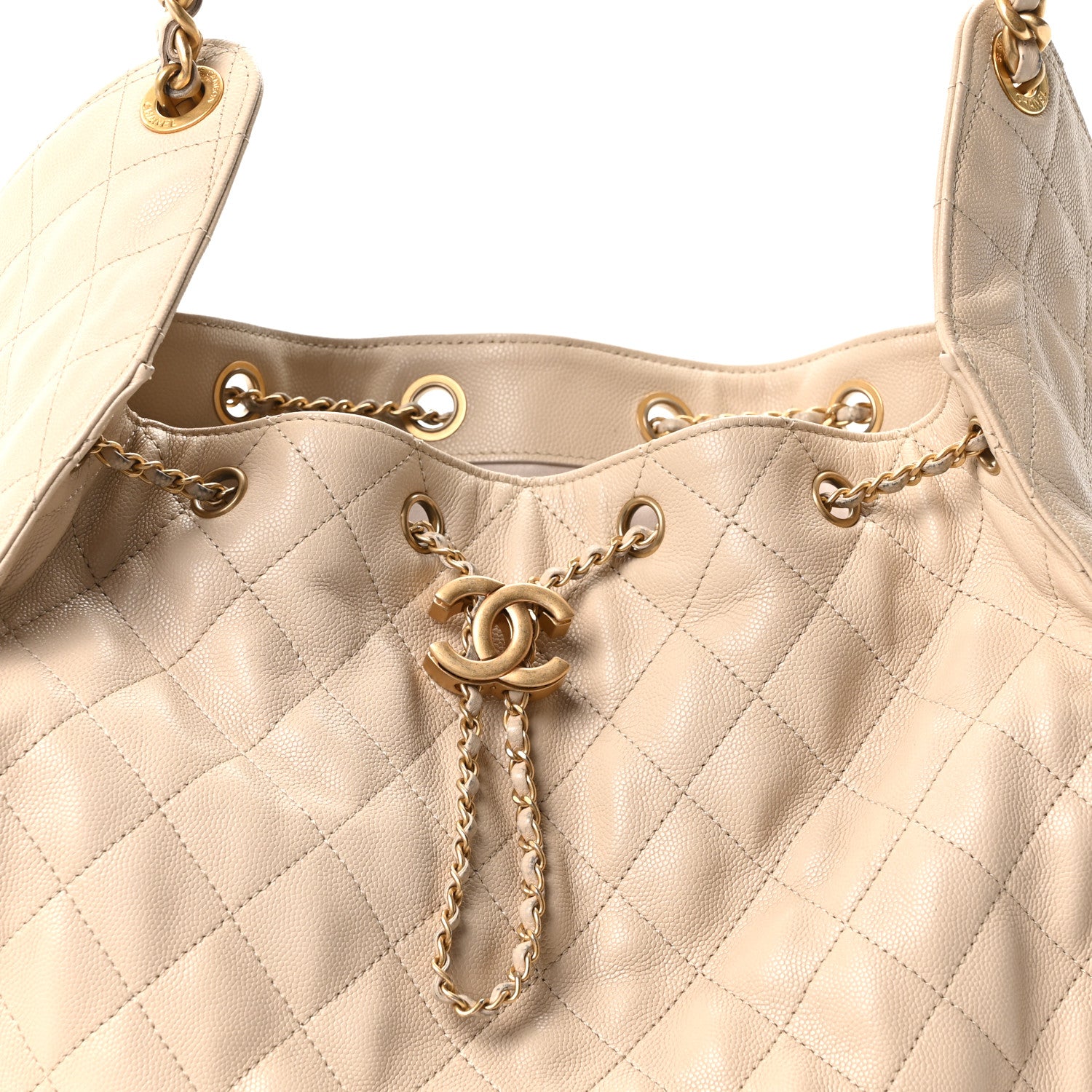Chanel Caviar Quilted Medium Chanel 25 Handbag Beige 9 of 11
