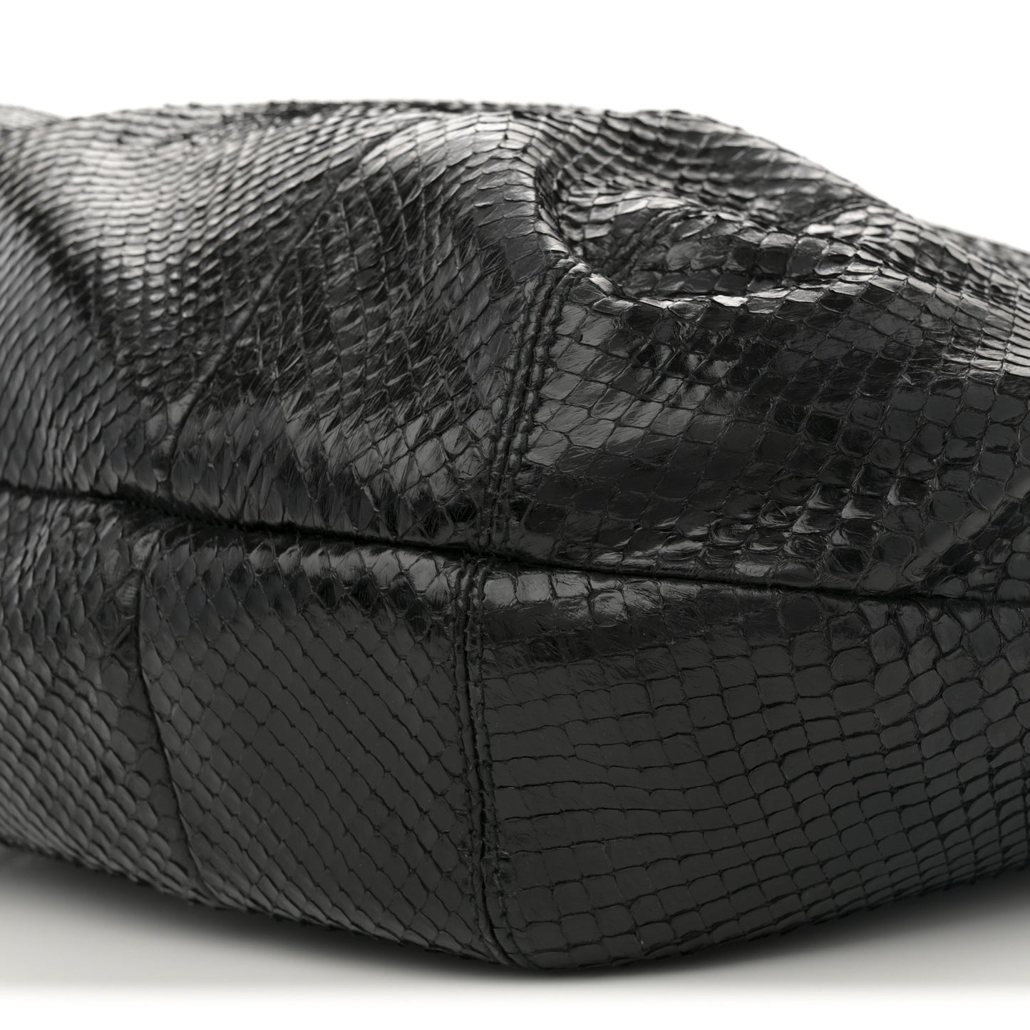 Snakeskin Large Techno Horsebit Hobo Black