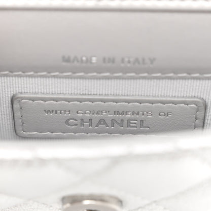 Chanel Metallic Goatskin Quilted Crystal CC Walk Of Fame Clutch With Chain Silver 6 of 13