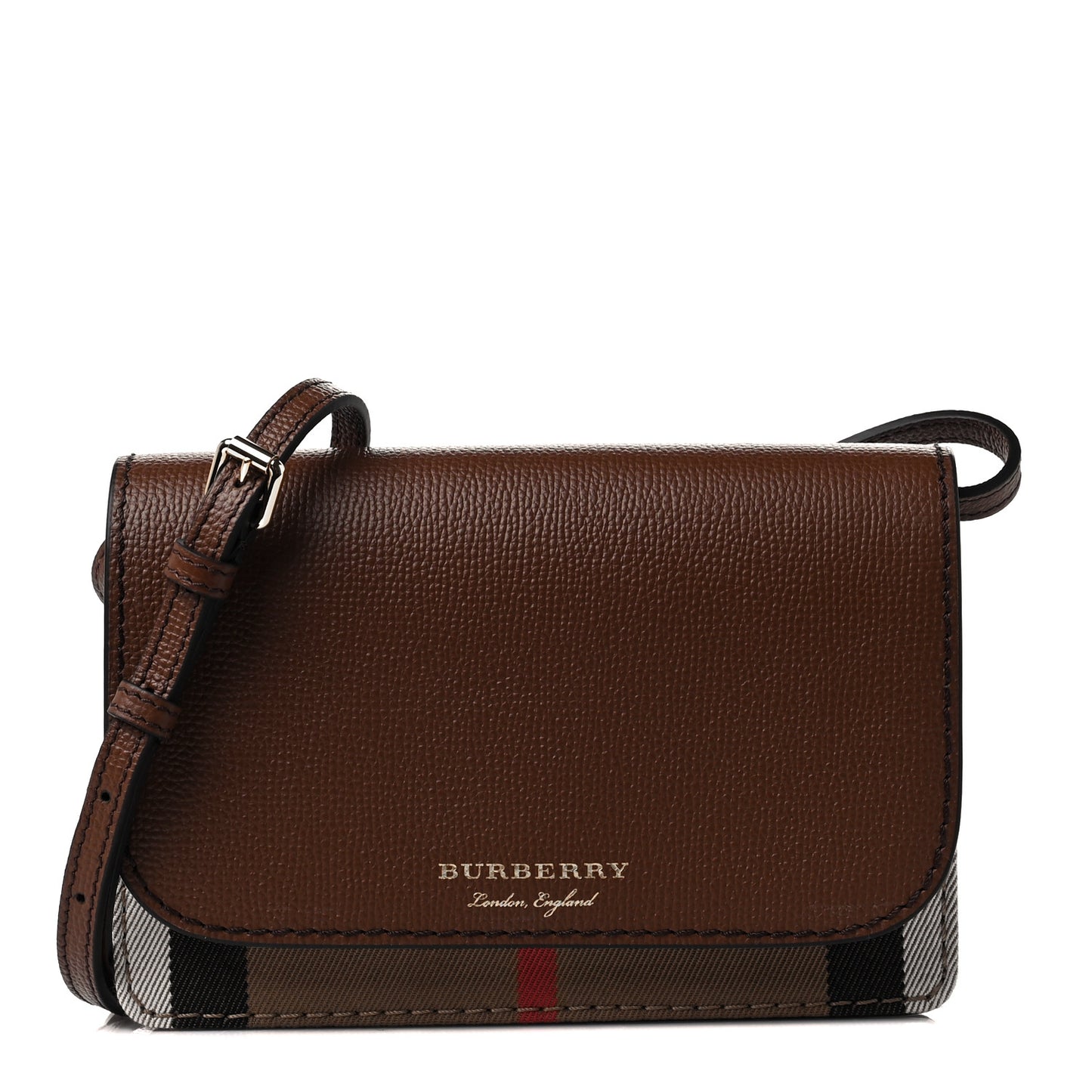 Grained Calfskin House Check Tartan Mix Hampshire Wallet On Chain Tan