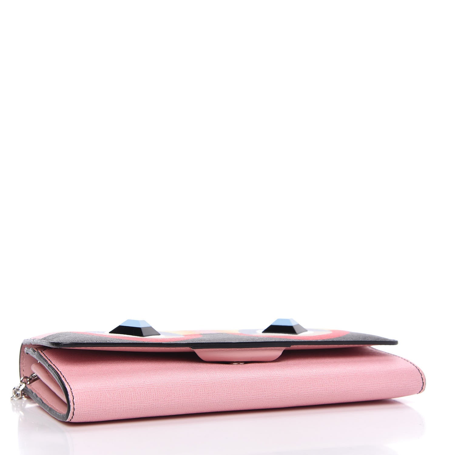 Fendi Vitello Elite Century Hypnoteyes Studded Continental Wallet On Chain Bubblegum Multicolor 4 of 9