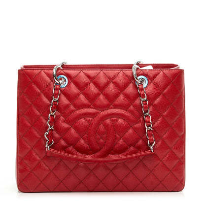 Chanel Caviar Quilted Grand Shopping Tote GST Red 1 of 7