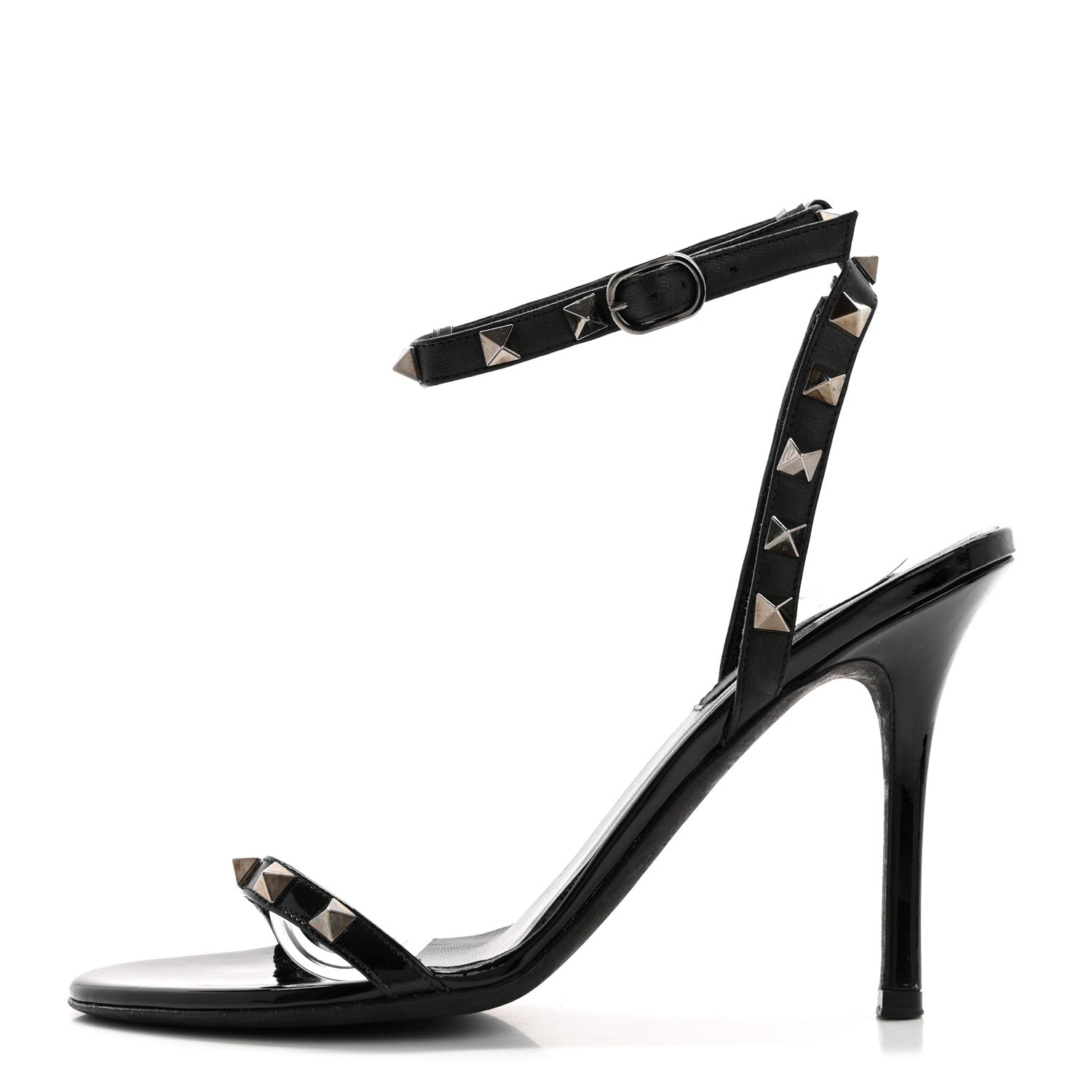 Valentino Garavani Nappa Rockstud Ankle Strap 100mm Sandals 37 Black 1 of 11