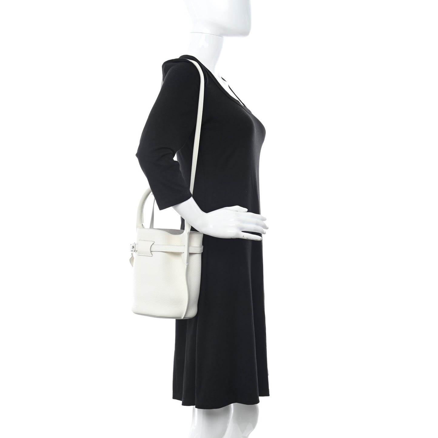 Supple Grained Calfskin Nano Big Bag Bucket White