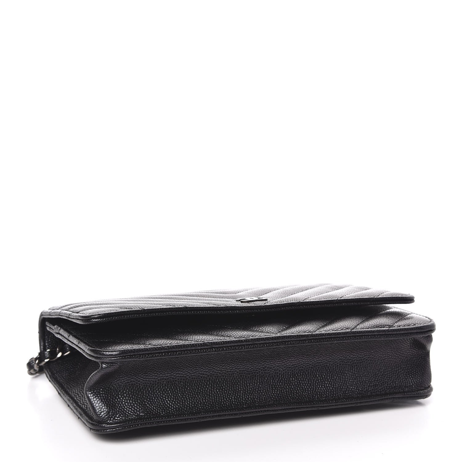 Chanel Iridescent Caviar Chevron Quilted Wallet On Chain WOC Black 4 of 12