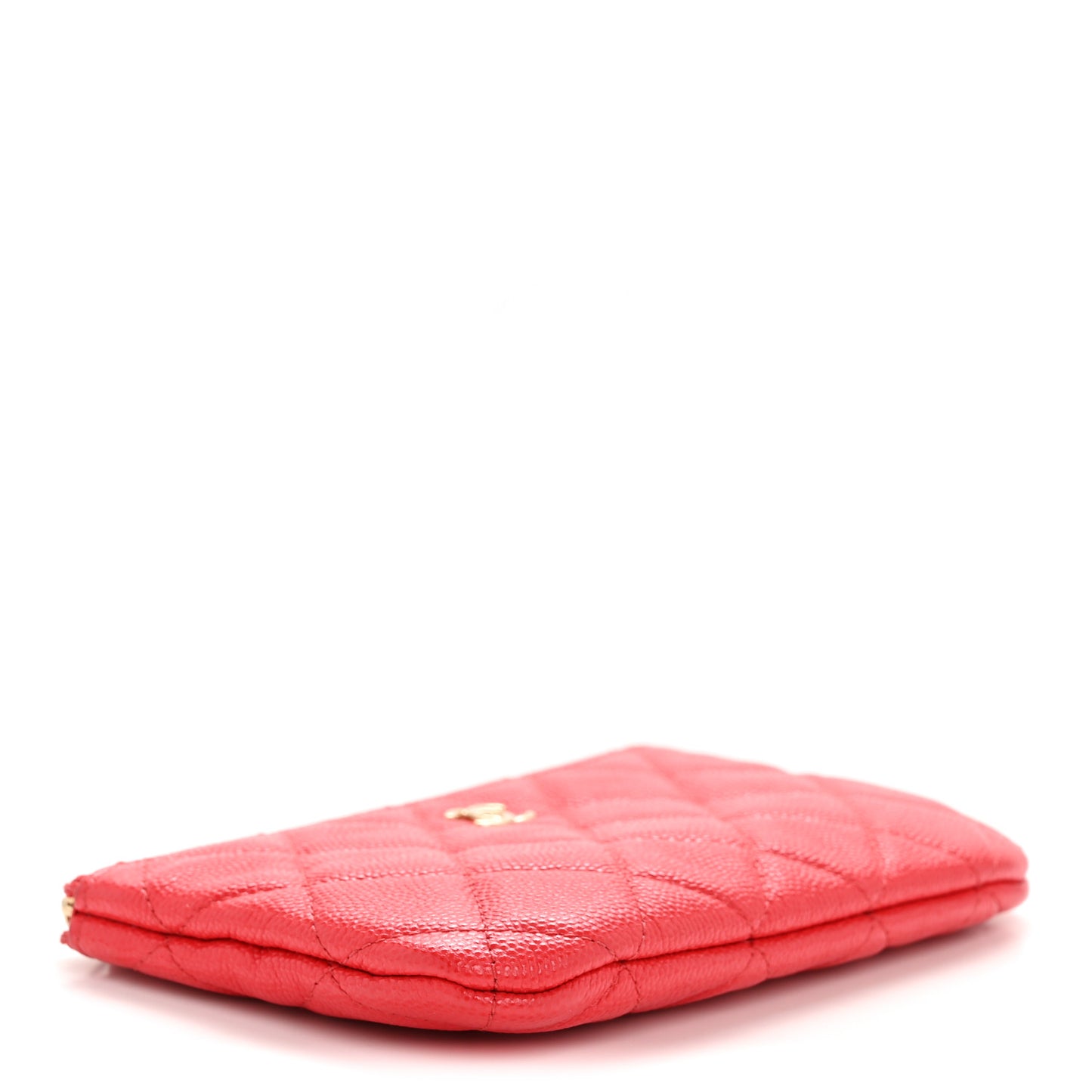 Caviar Quilted Small Cosmetic Case Dark Pink