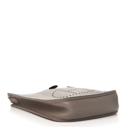 Hermes Taurillon Clemence Amazone Evelyne TPM Etain Rouge Casaque 4 of 9