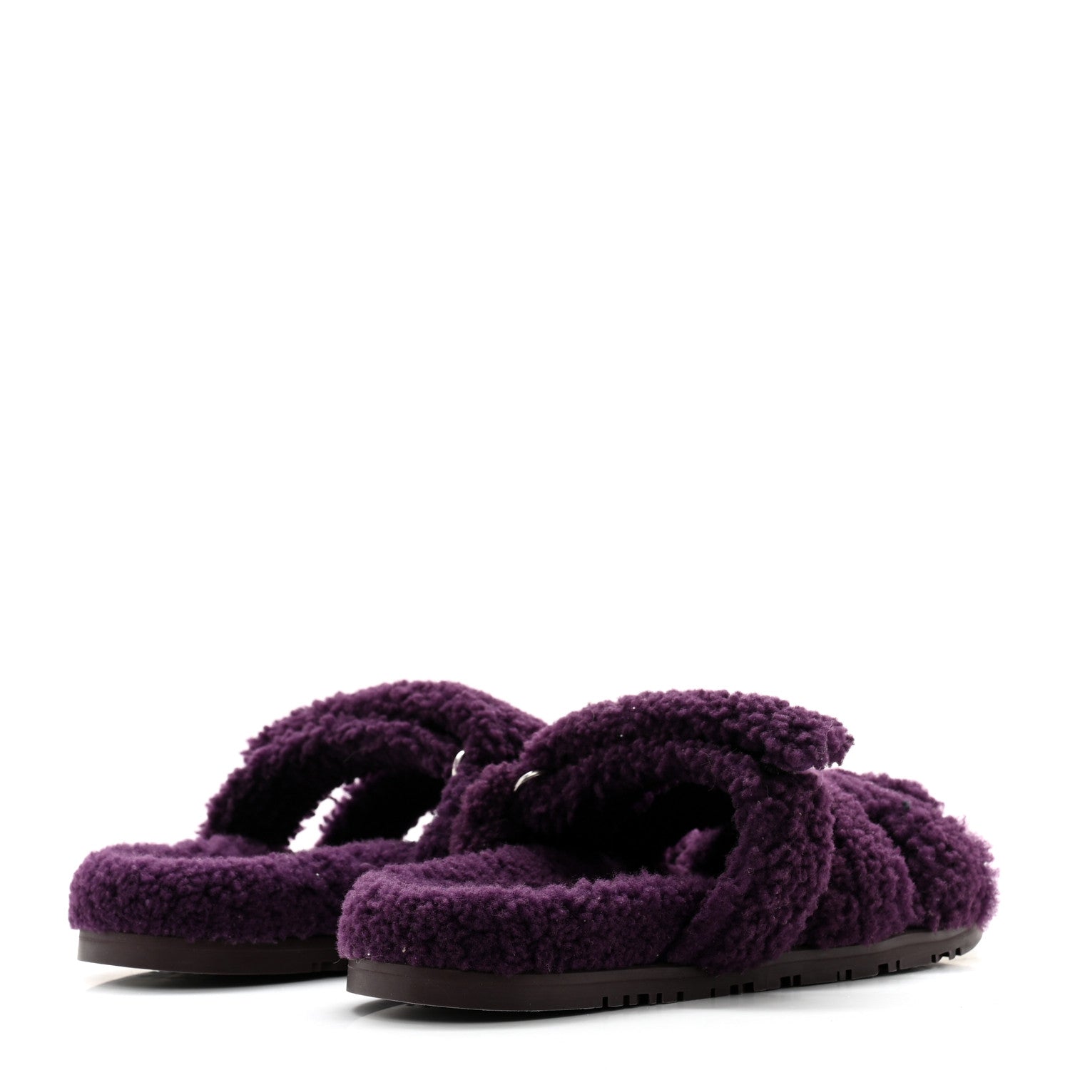 Hermes Woolskin Womens Chypre Sandals 37 Violet Fonce 4 of 10