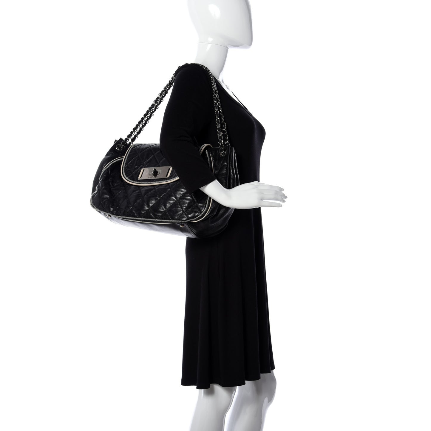 Lambskin Quilted East West Accordion Flap Black