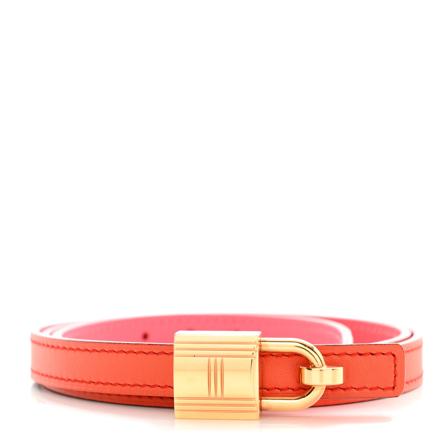 Hermes Swift Epsom 13mm Romance Belt 80 32 Orange Poppy Rose Azalee 1 of 6