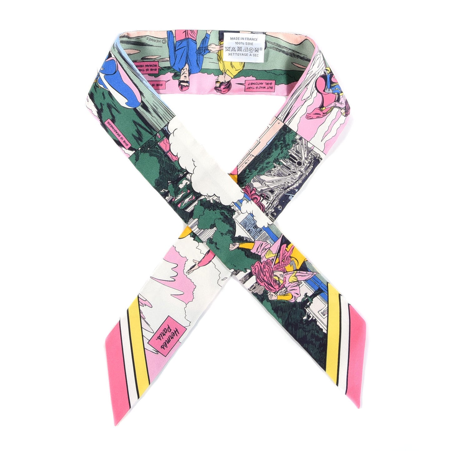 Silk Wow Twilly Rose Vert Jaune