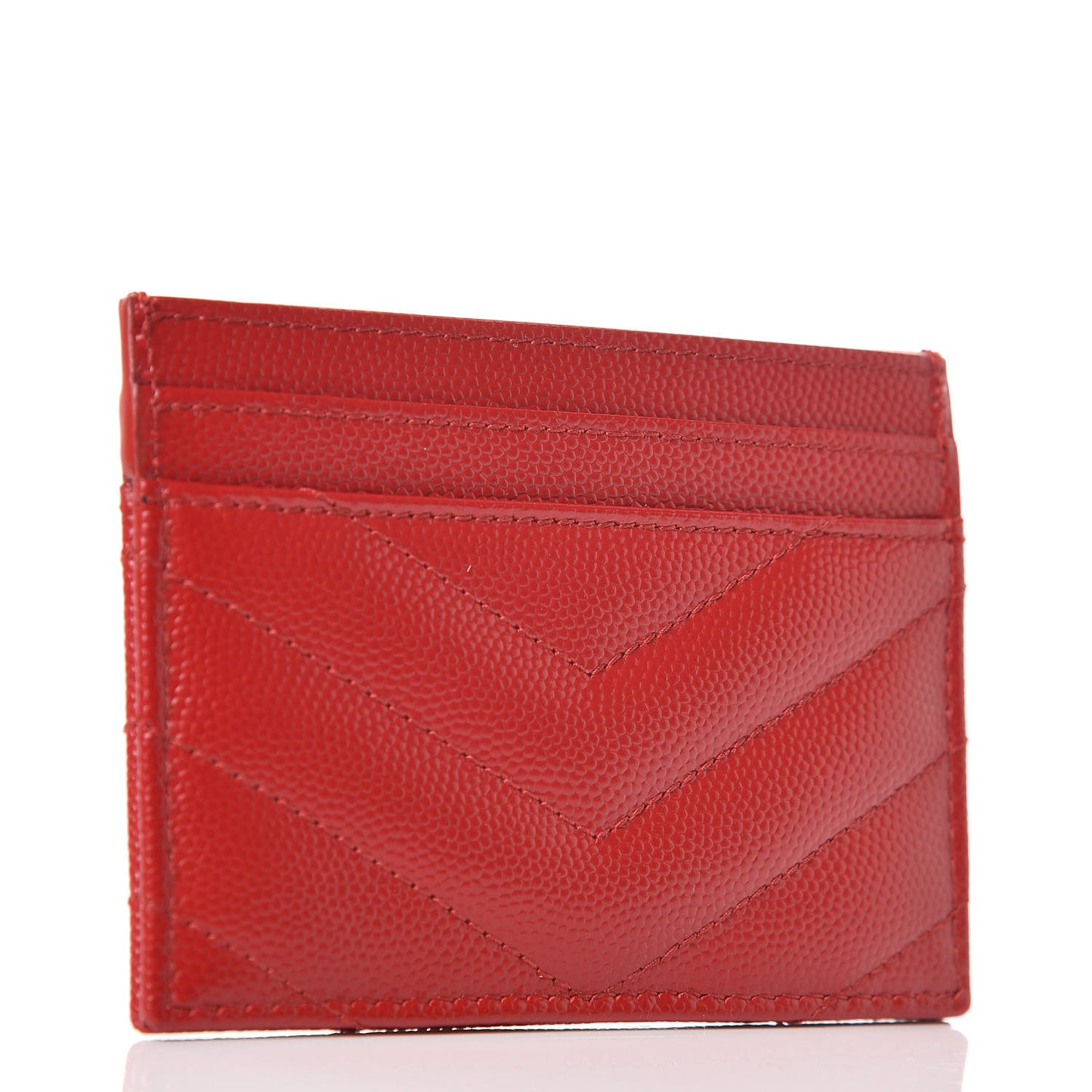 Grain De Poudre Matelasse Chevron Monogram Credit Card Case New Red