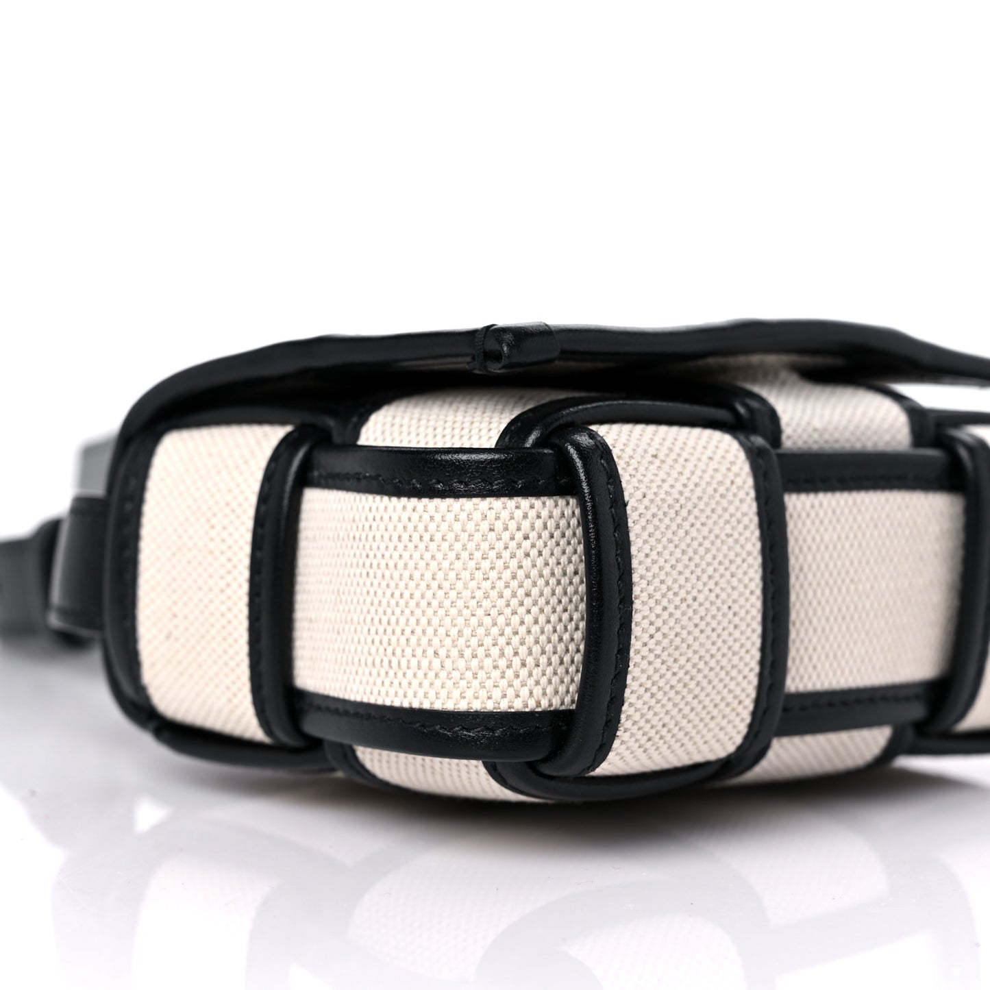 Canvas Intrecciato Mini Cassette Crossbody Bag Natural Black