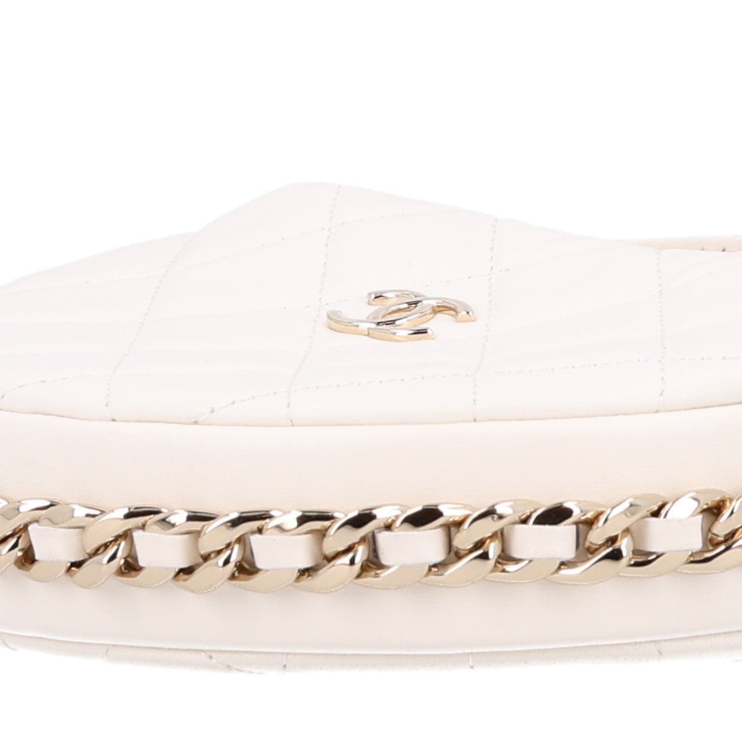 Chanel Lambskin Quilted Chain Around Pouch Hobo White 9 of 9