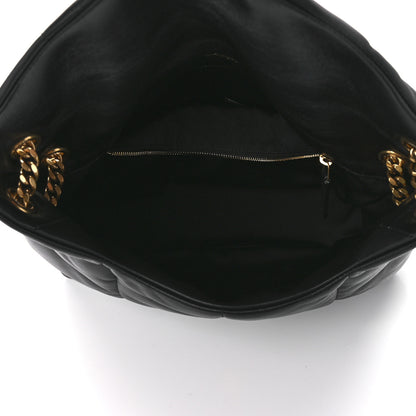 Saint Laurent Lambskin Quilted Medium Loulou Puffer Monogram Chain Satchel Black 5 of 11