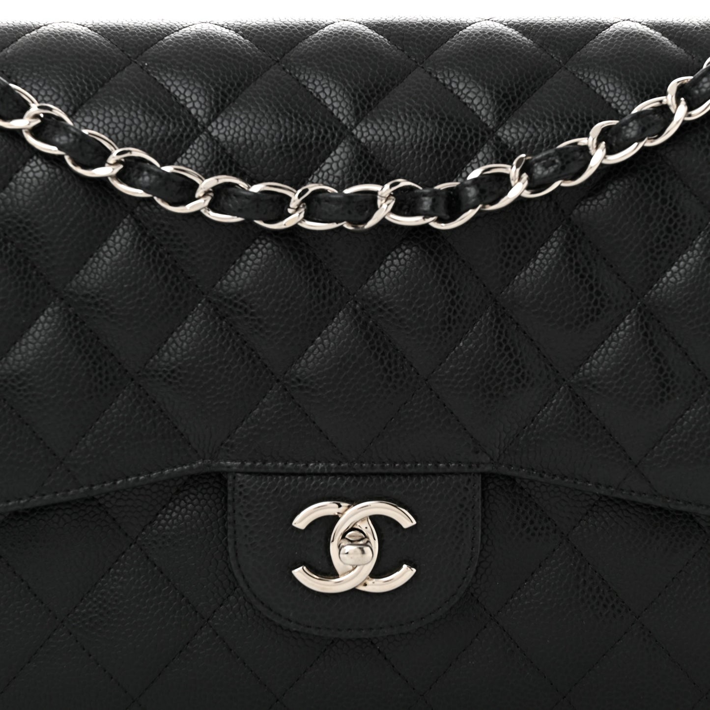 Caviar Quilted Jumbo Double Flap Black