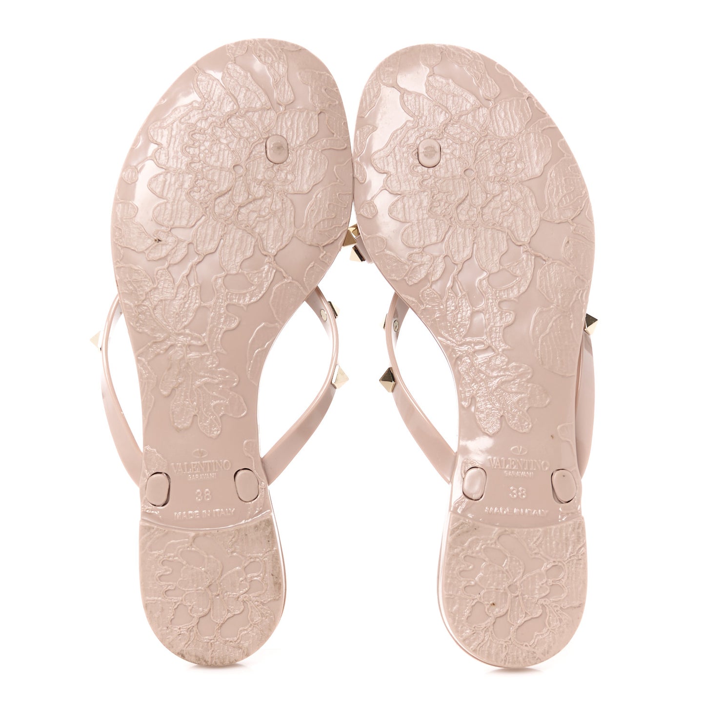PVC Jelly Rockstud Bow Thong Sandals 38 Poudre