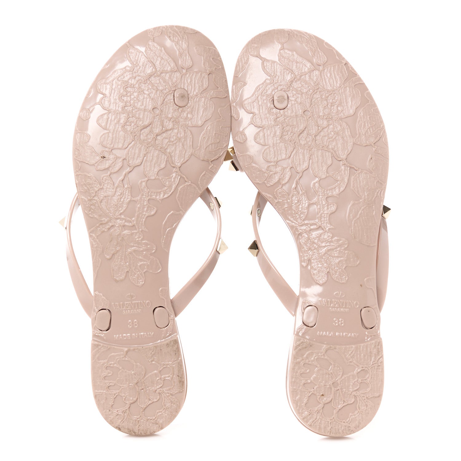 Valentino Garavani PVC Jelly Rockstud Bow Thong Sandals 38 Poudre 5 of 10