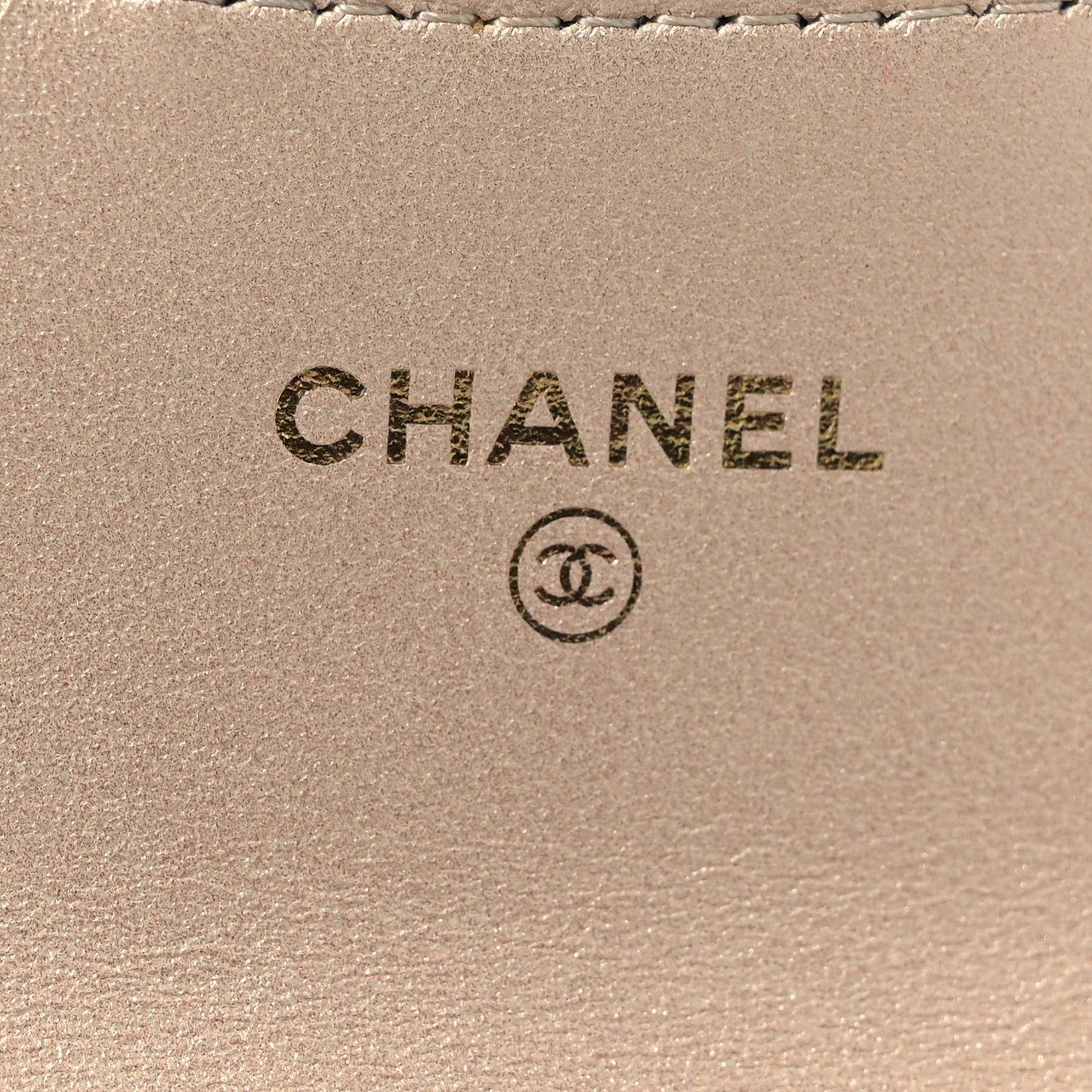 Metallic Lambskin Quilted Flap Card Holder On Chain Gold