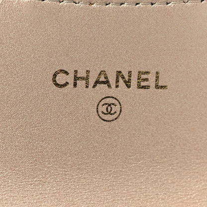 Chanel Metallic Lambskin Quilted Flap Card Holder On Chain Gold 8 of 12