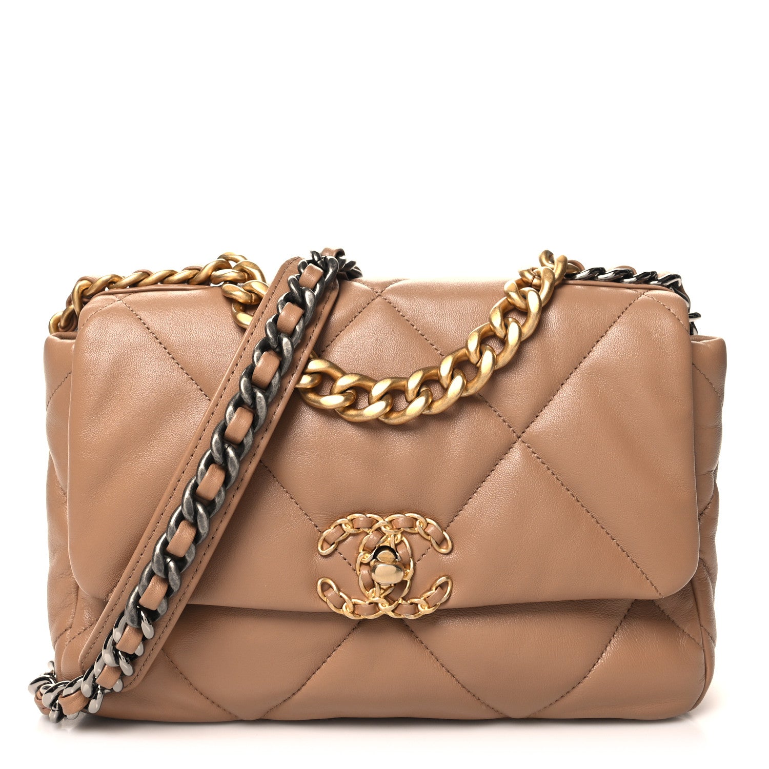 Chanel Lambskin Quilted Medium Chanel 19 Flap Brown 1 of 10