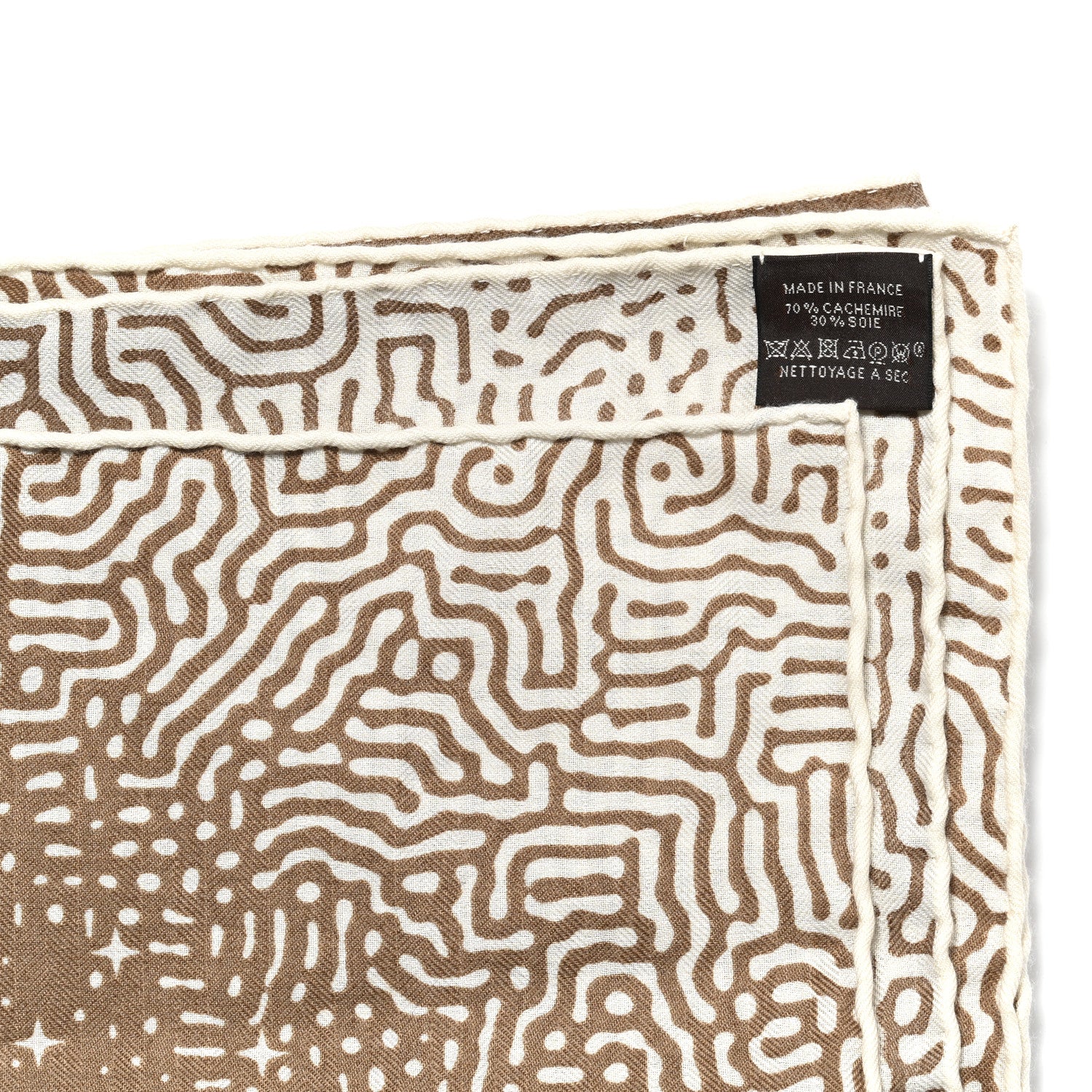 Hermes Silk Cashmere Clair De Lune Shawl 140 Camel White 3 of 5