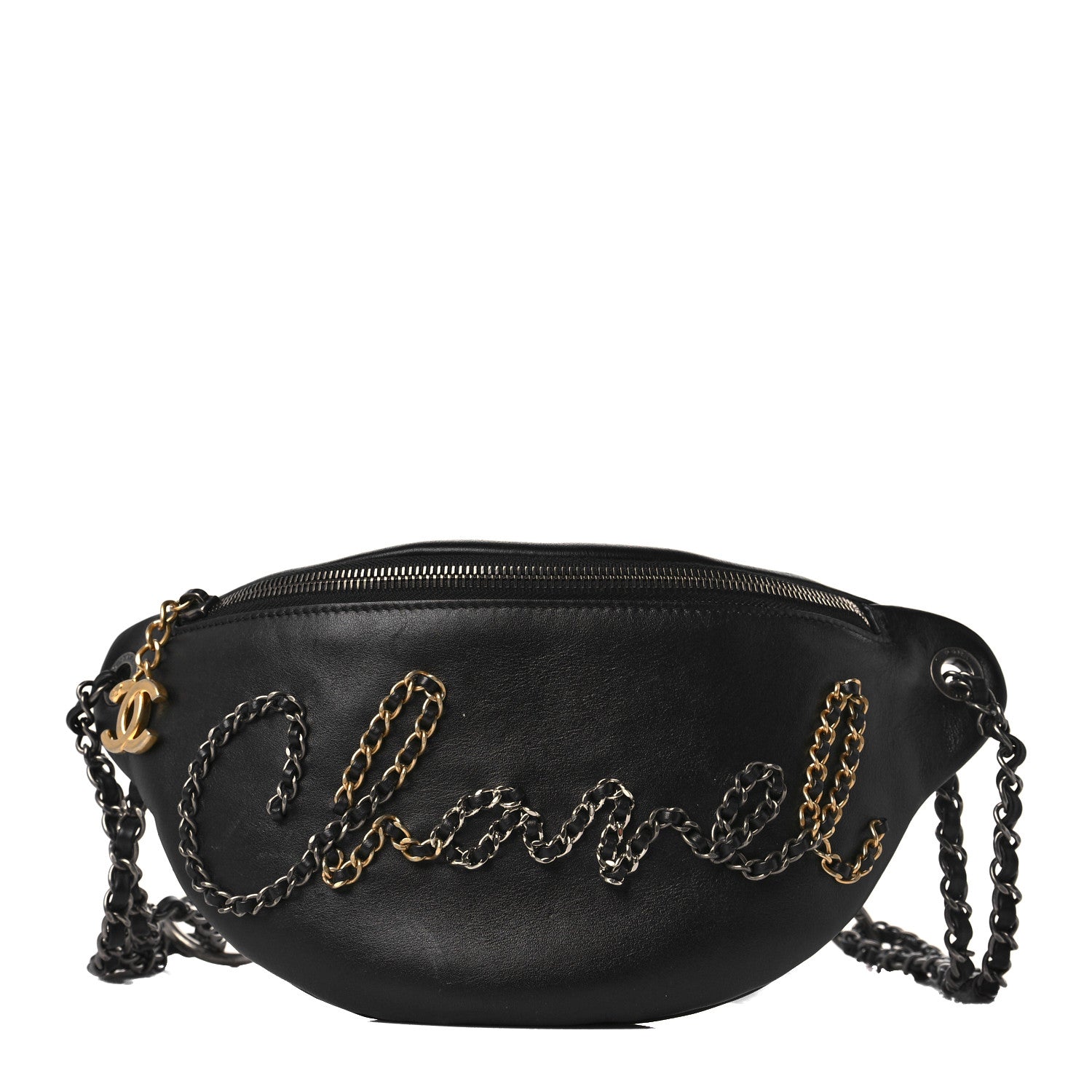 Chanel Calfskin Chain 20s Signe Waist Bag Black 1 of 9