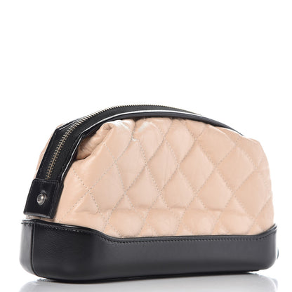 Chanel Aged Calfskin Quilted Gabrielle Classic Pouch Beige Black 3 of 9
