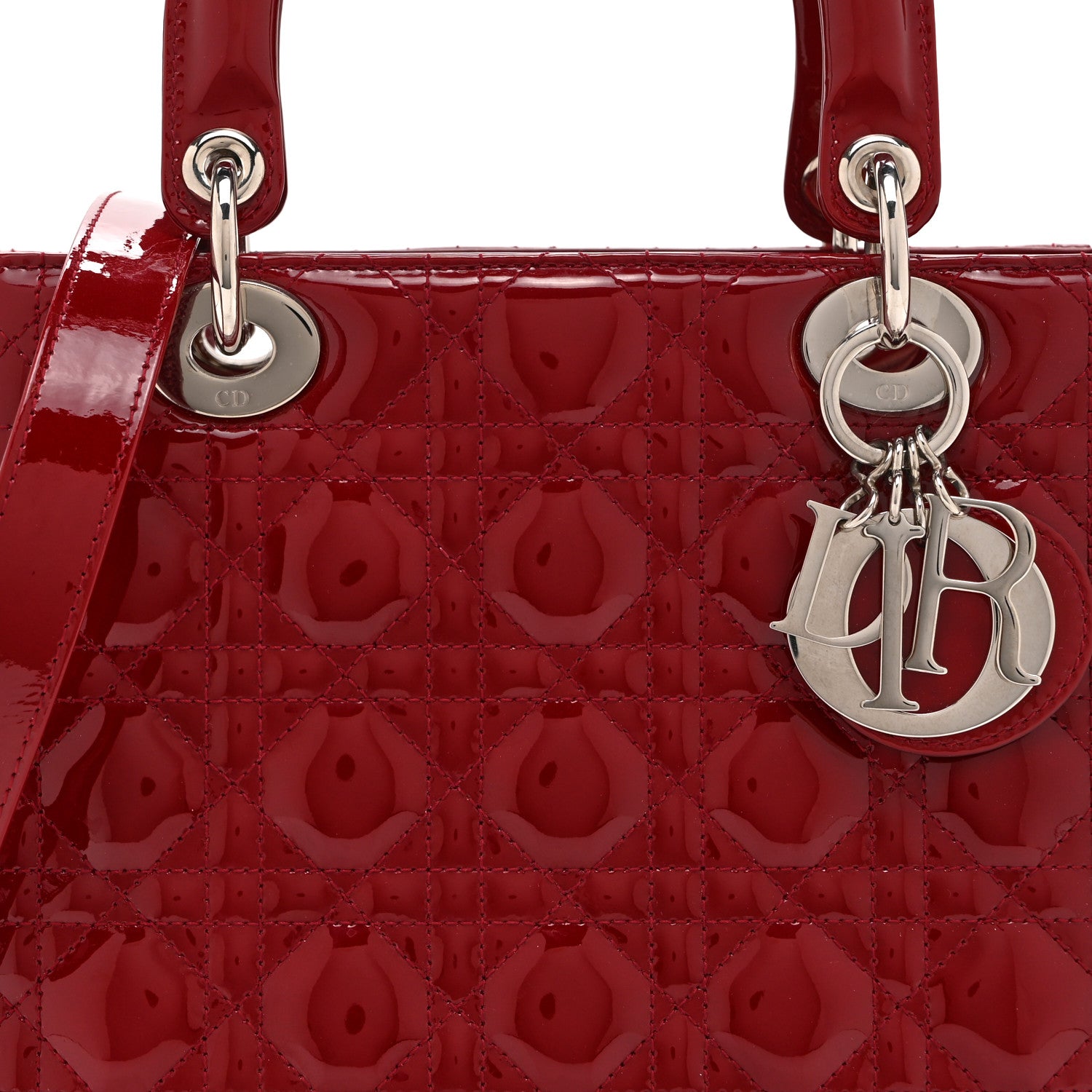 Christian Dior Patent Cannage Medium Lady Dior Red 8 of 10
