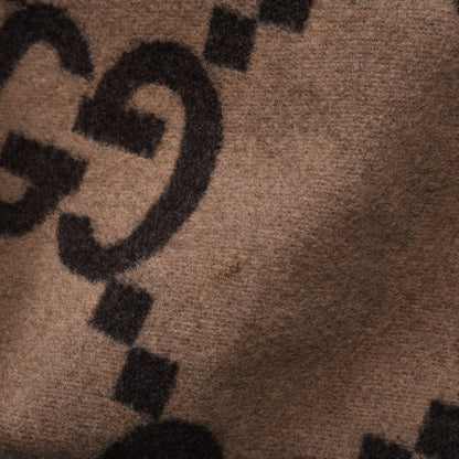 Gucci Wool Cashmere GG Monogram Blanket Dark Brown 10 of 11