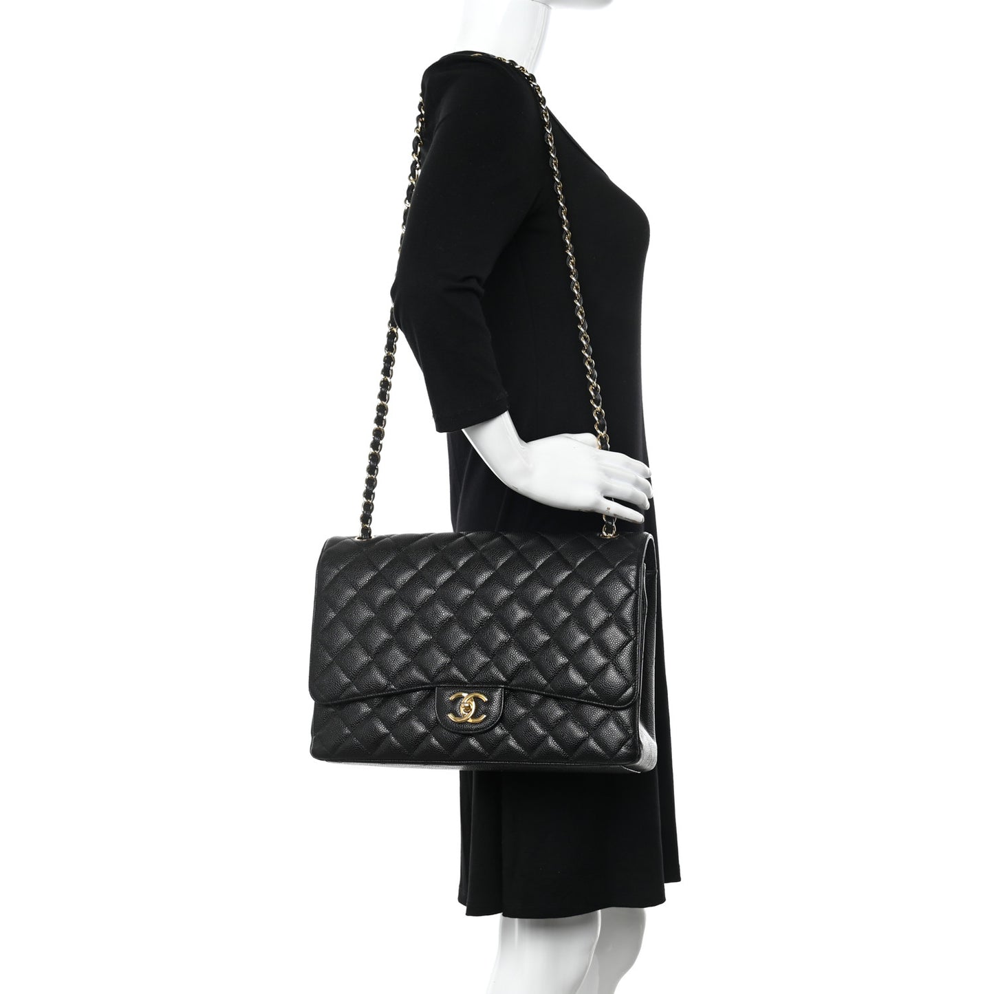Caviar Quilted Maxi Double Flap Black