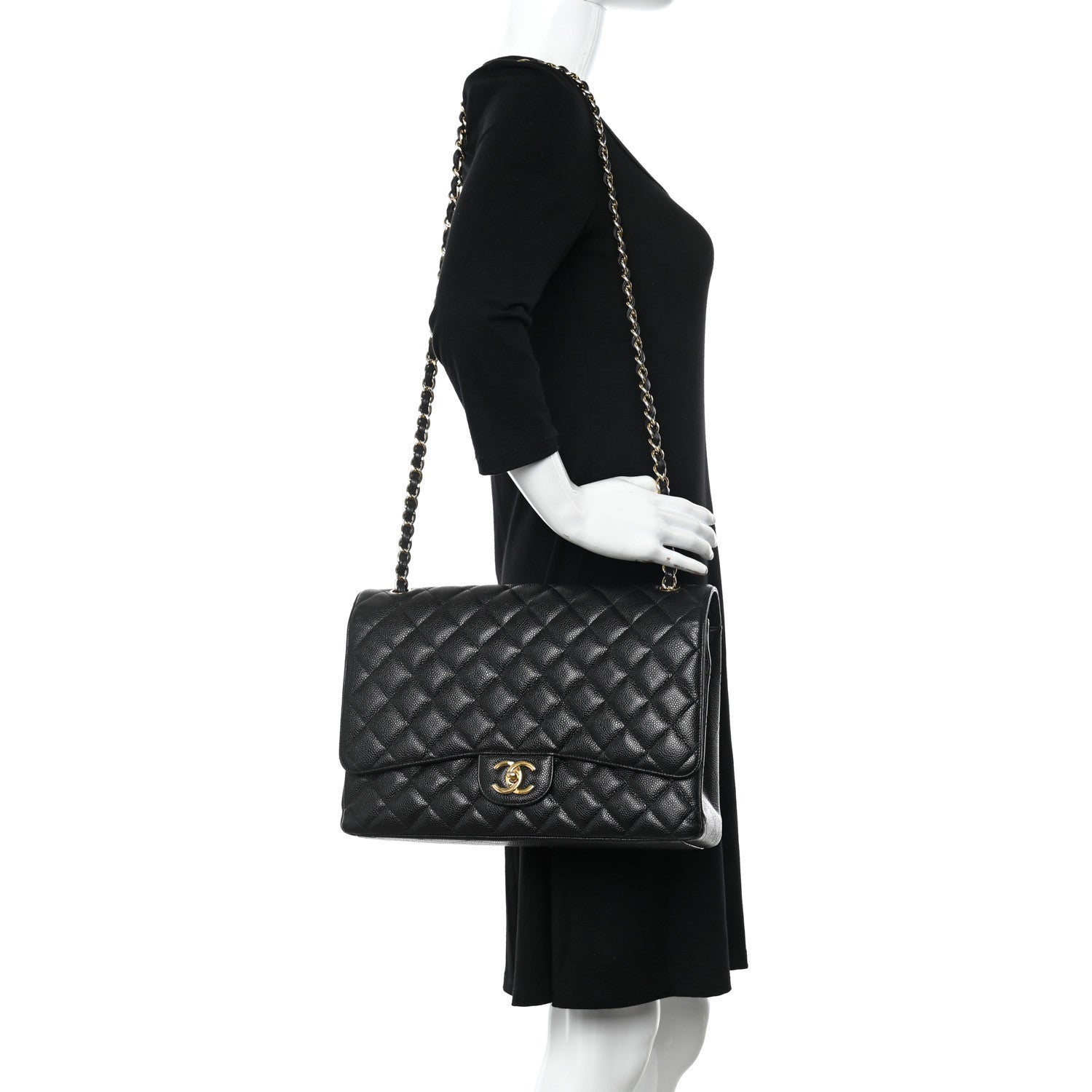 Chanel Caviar Quilted Maxi Double Flap Black 2 of 10