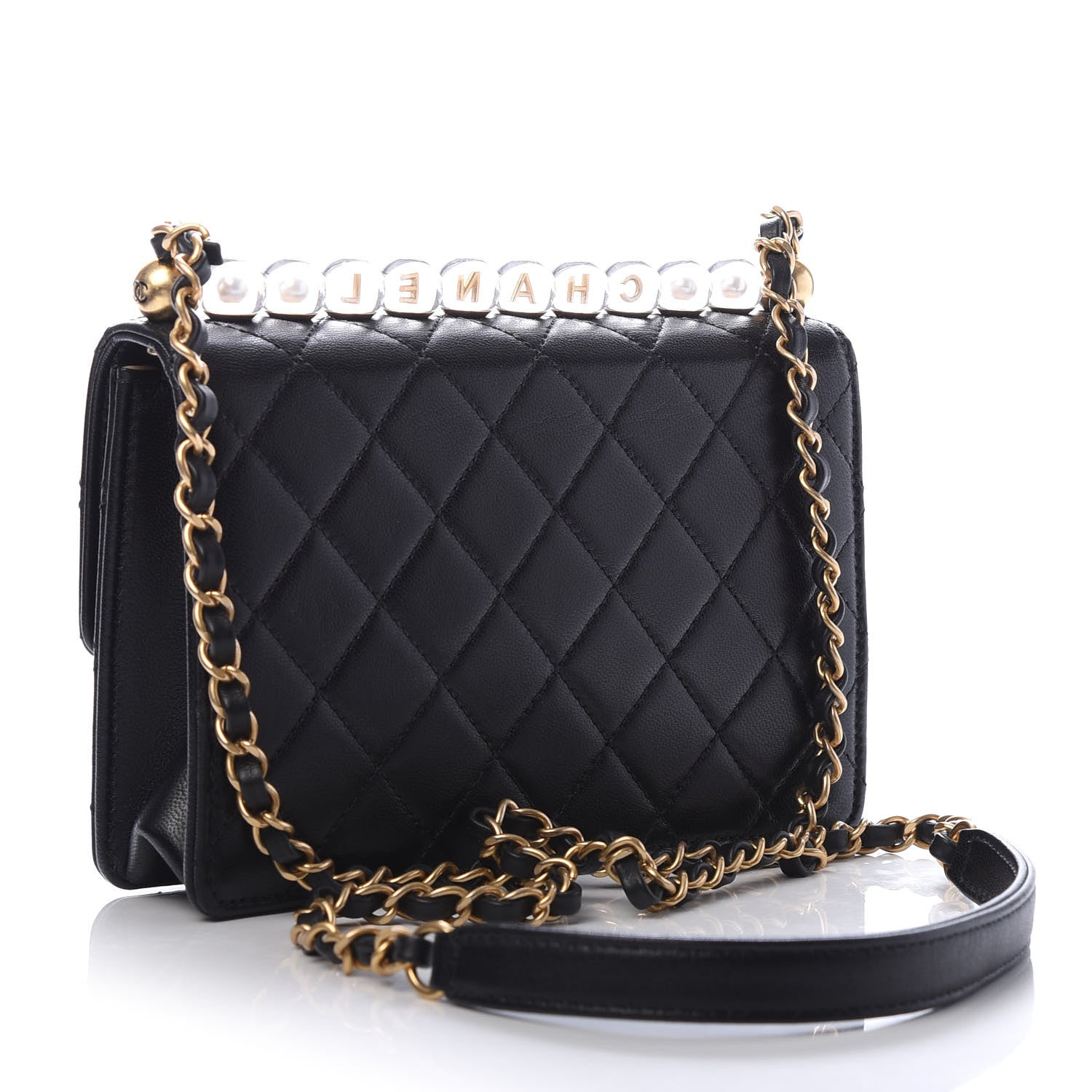 Chanel Goatskin Quilted Acrylic Beads Small Flap Black 3 of 10