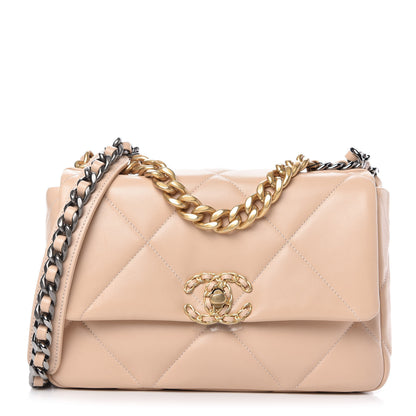 Chanel Lambskin Quilted Medium Chanel 19 Flap Beige 1 of 11