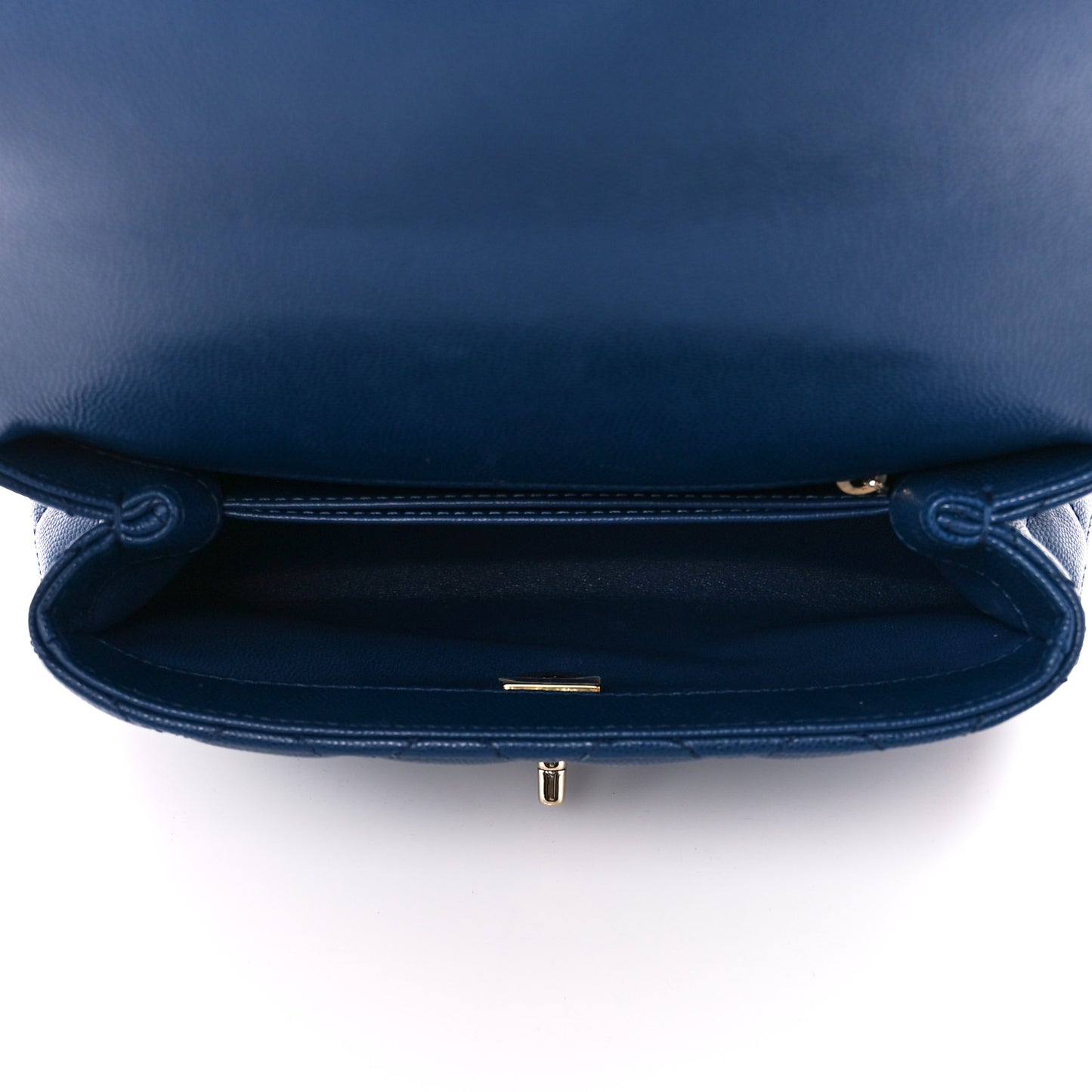 Caviar Quilted Lizard Embossed Mini Coco Handle Flap Navy Blue