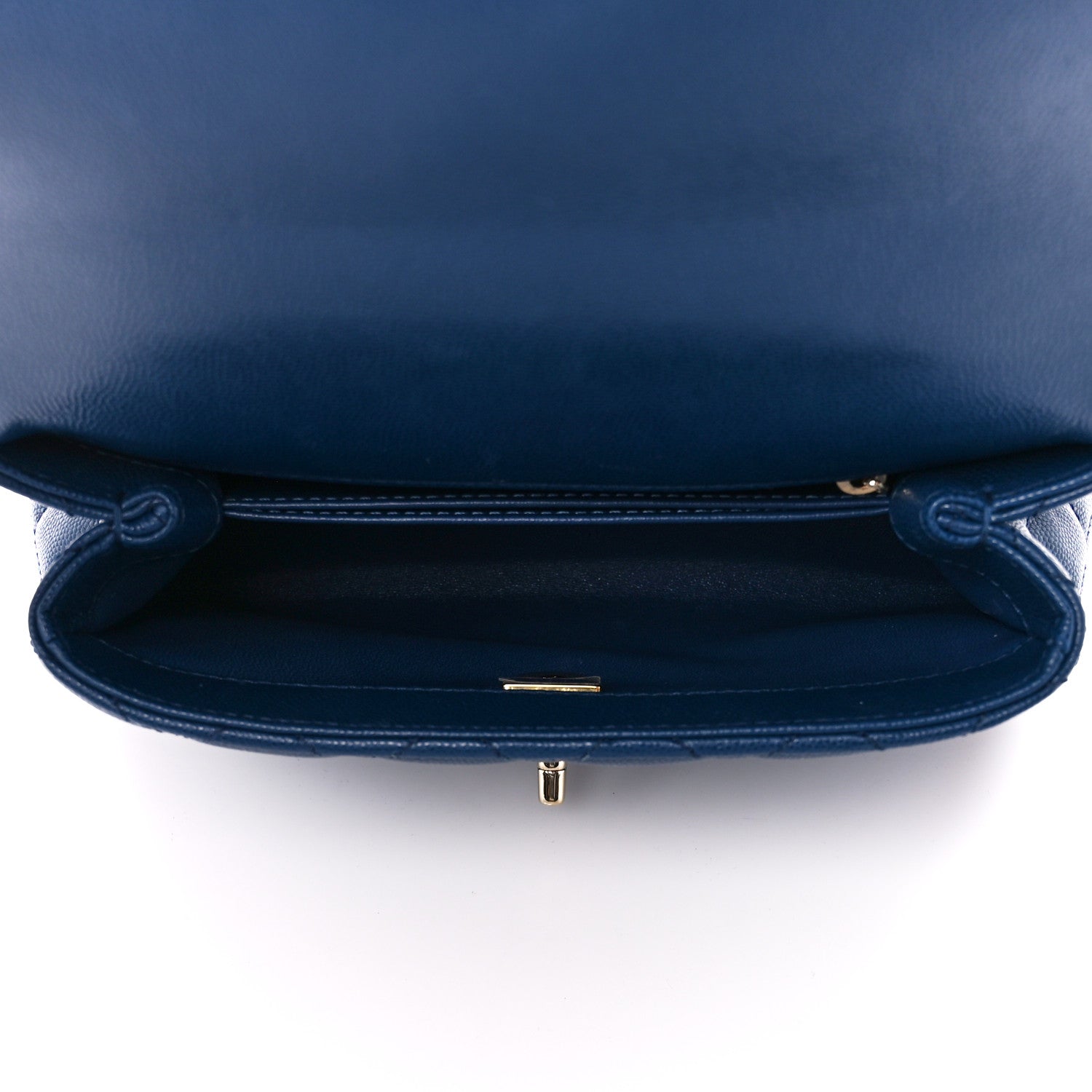 Chanel Caviar Quilted Lizard Embossed Mini Coco Handle Flap Navy Blue 5 of 12