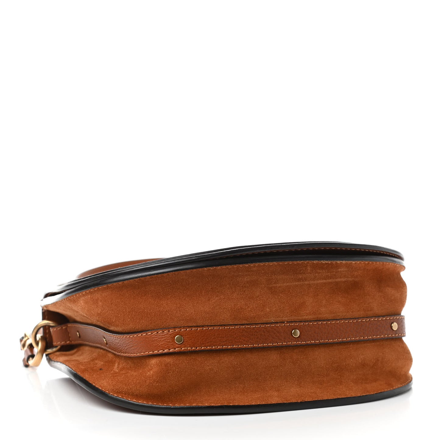 Calfskin Suede Medium Nile Bracelet Bag Caramel