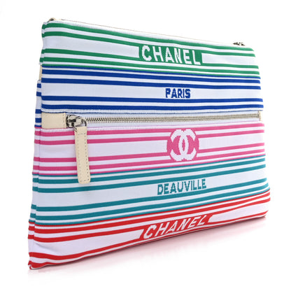 Chanel Mixed Fibers Lambskin Venise Biarritz Pouch White Multicolor 3 of 8