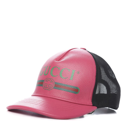Gucci Cripto Calfskin Logo Baseball Hat M Fuxia Black 1 of 7