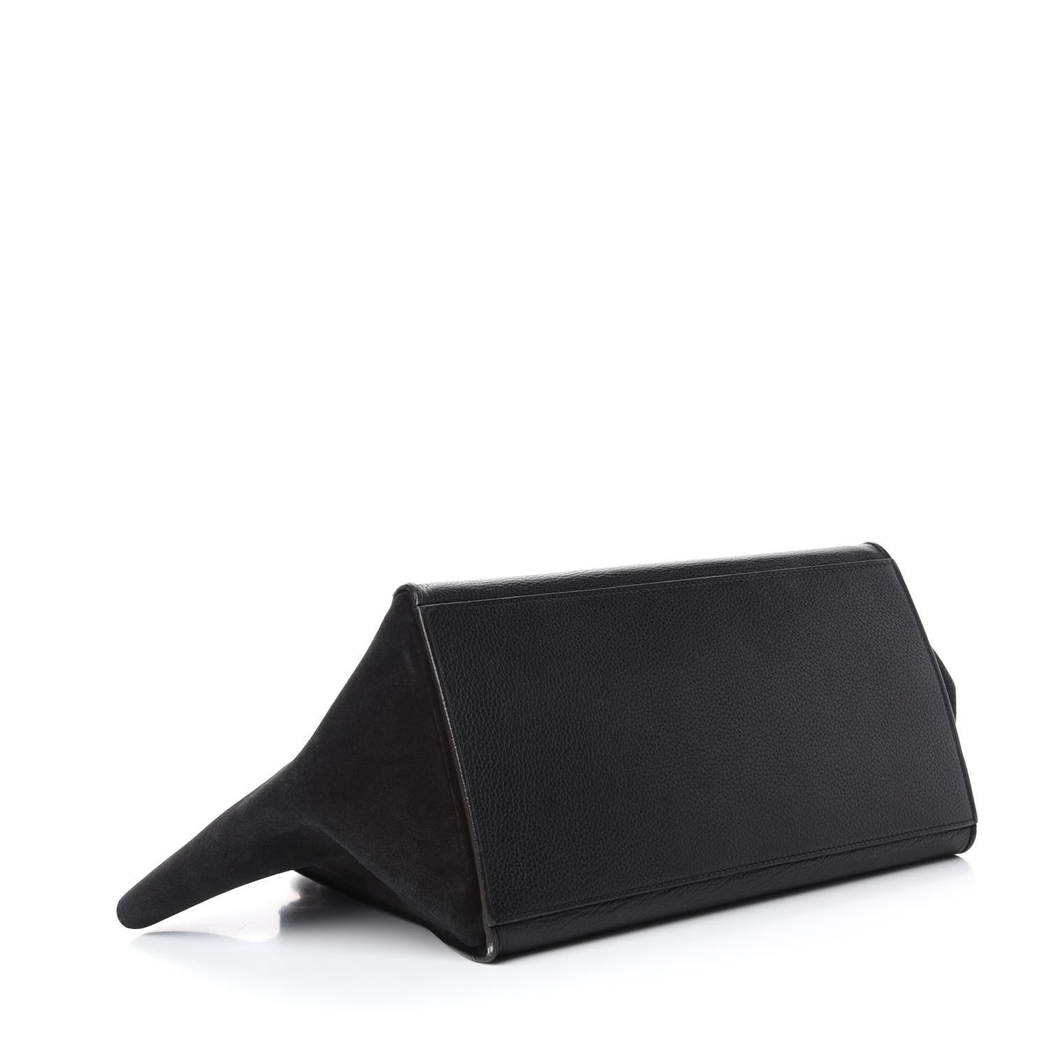 Celine Drummed Calfskin Suede Small Trapeze Black 4 of 14