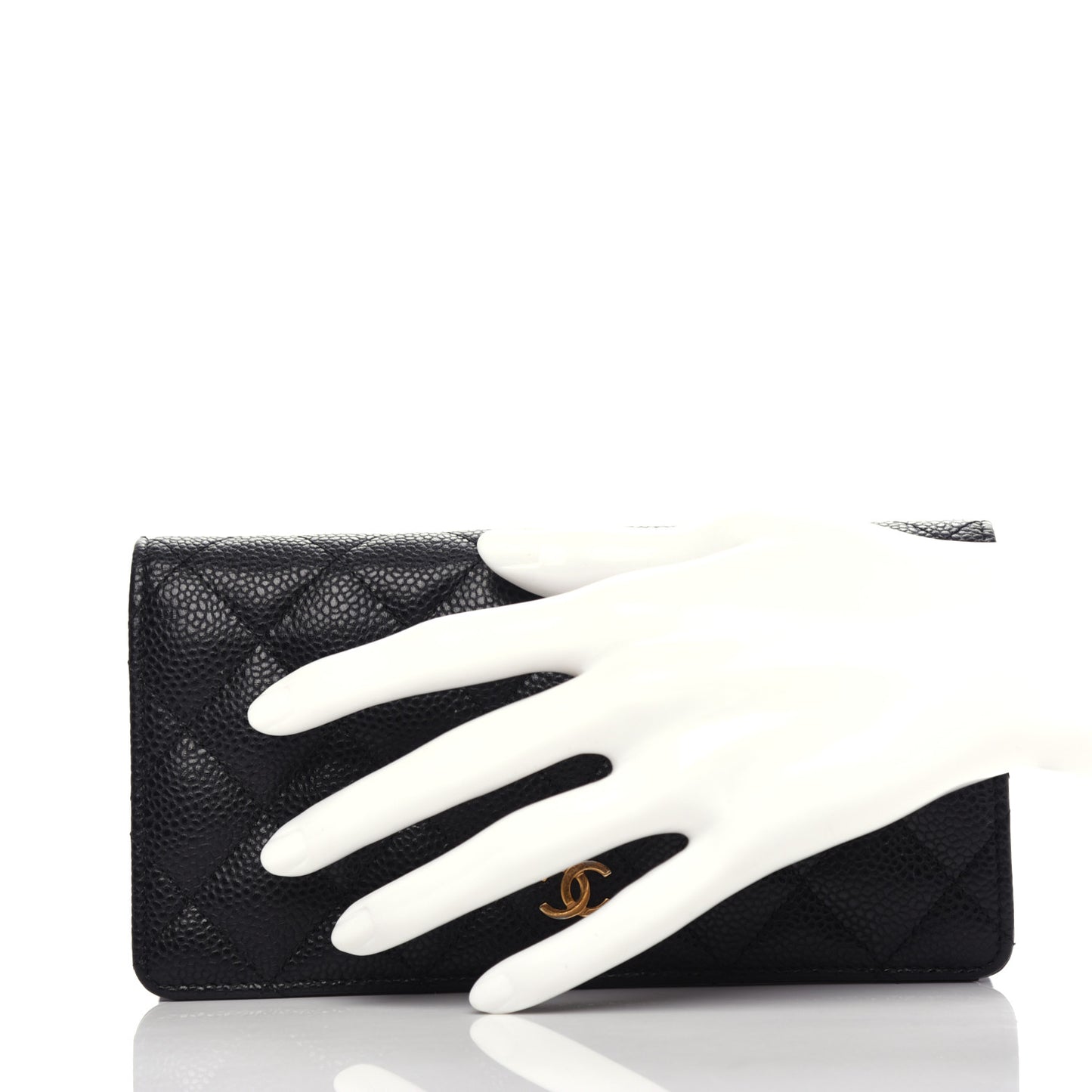Caviar Quilted Yen Wallet Black