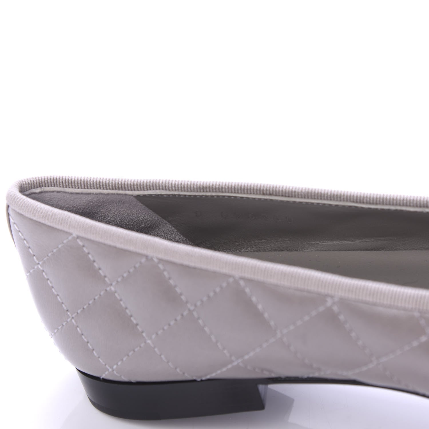 Chanel Crumpled Lambskin Quilted CC Ballerina Flats 37 Grey 8 of 9